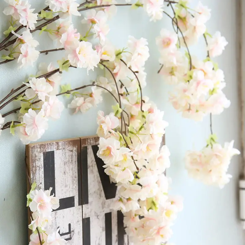 Искусственные цветы сакуры, натуральный вертикальный шелк, цветущая вишня для свадьбы, домашний декор стен, сделай сам, вишневые деревья, искусственный цветок