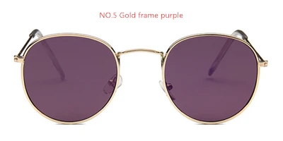 Ретро Круглые Солнцезащитные очки женские мужские брендовые дизайнерские солнечные очки для женщин зеркальные солнечные очки сплав lentes женские oculos de sol - Цвет линз: NO5