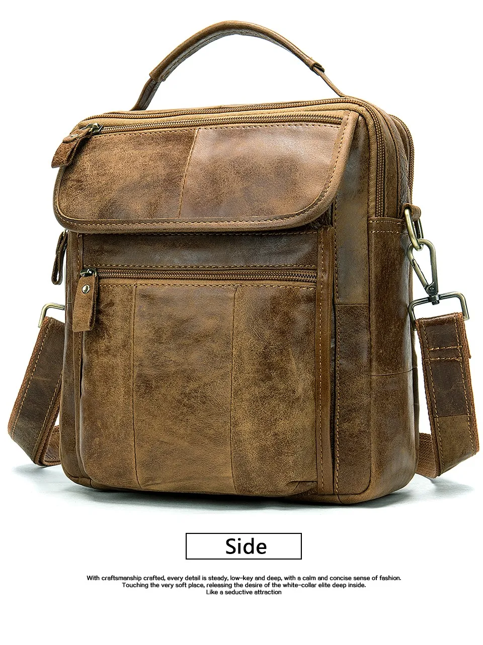 Men Shoulder Bag Men's Genuine Leather Casual Bags for Men Business Crossbody Handbag Flap Leather Bags bolsas male 21