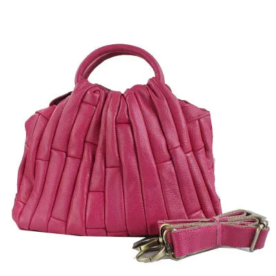 Новая женская сумка-мессенджер из натуральной кожи на плечо, Большая вместительная сумка для отдыха, простой дизайн, высокое качество, мягкая на ощупь Сумка-тоут - Цвет: Розовый
