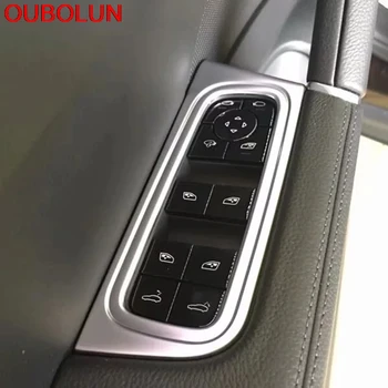 

OUBOLUN Interior Accessories For Porsche Cayenne 2018 2019 ABS Armrest Regulator Door Window Lifter Switch Button Panel Trim