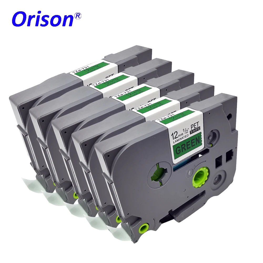 

Orison 5PCS 12mm Green TZE731 TZ731 For Brother P-Touch Printer Label Tape TZE-731 TZ-731 TZ TZe 731 Laminated Printer Ribbons