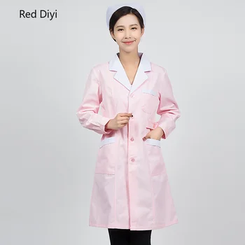 

Ladies Medical Robe Medical Lab Coat Hospital Doctor Slim pink coat, autumn and winter Nurse Uniform medical gown Overalls