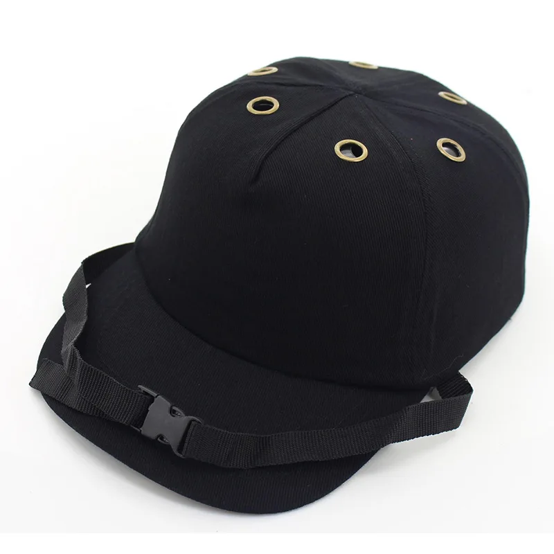 Бейсболка, защитный шлем для работы, бейсбольная кепка, Стильная защитная шапка, рабочая одежда, защита головы, боковая защита, 4 отверстия - Цвет: Черный