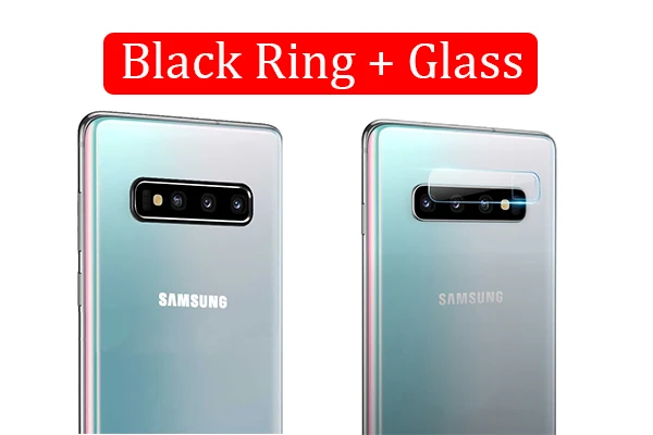 Защитное стекло для камеры для samsung Galaxy S10 Plus S10E Note 10, металлическое закаленное стекло для объектива камеры, защитное кольцо, чехол - Цвет: Glass Black Ring