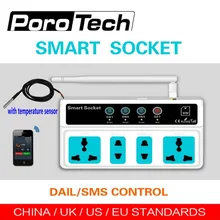 With temperature sensor 4 Outlets GSM SMS Remote Control Wireless Smart Switch Power Plug socket module controller SC3-GSM
