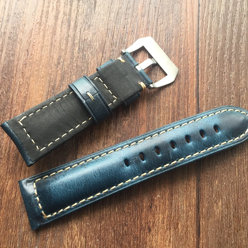 

LUKENI Top Quality Oil Blue 20mm 22mm 24mm 26mm Vintage Genuine Leather Watch Band Strap For Panerai PAM And Big Pilot Watch