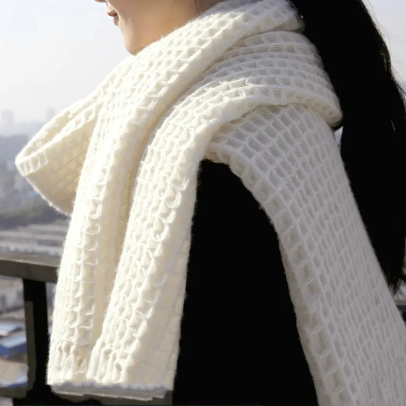 

Solid Love Fashion Hollow Honeycomb Wool Scarf In Spring and Autumn Winter Female Lamb Small White Shawl and Warm Freeshipping