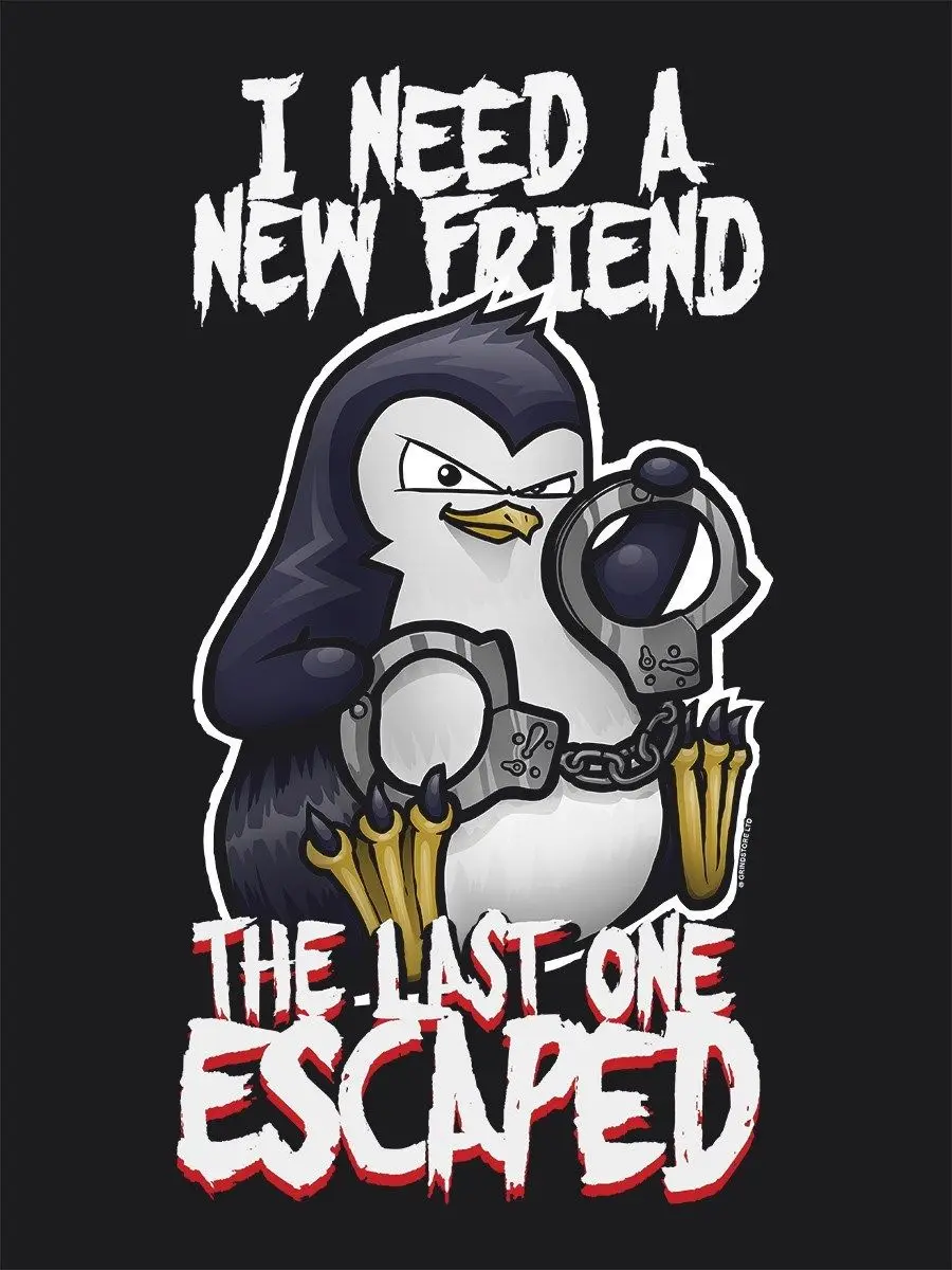 Psycho Penguin I Need A New Friend женская черная футболка премиум класса с рисунком мужская