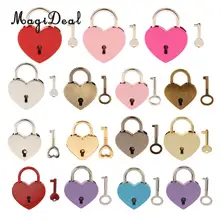 MagiDeal candado con forma de corazón personalizado + armario de viaje con llave conjunto Vintage accesorios de decoración del hogar