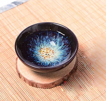

1 pcs Temmoku glaze tea cup,Kung fu cup Build kiln ceramic cup Teacup,Chinese Jingdezhen Starry sky tea set Beautifully artwork