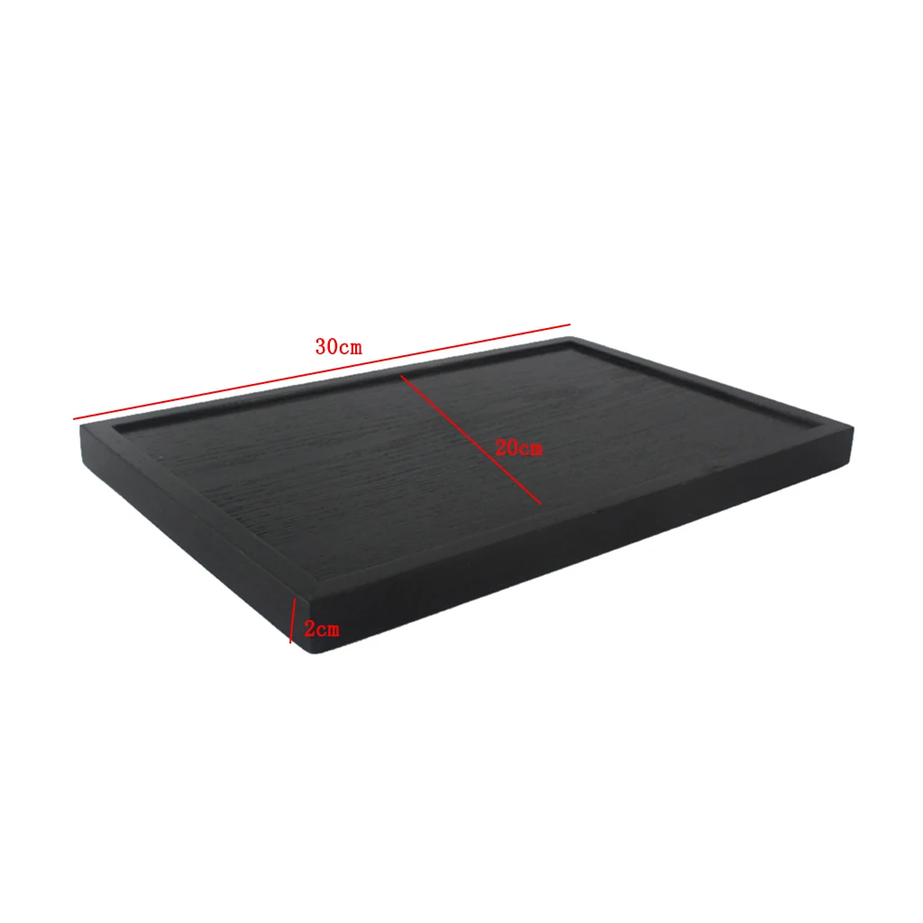 Serving Tray Tea Food Server Dishes Platter Black DIY Square Wooden Plate-M
