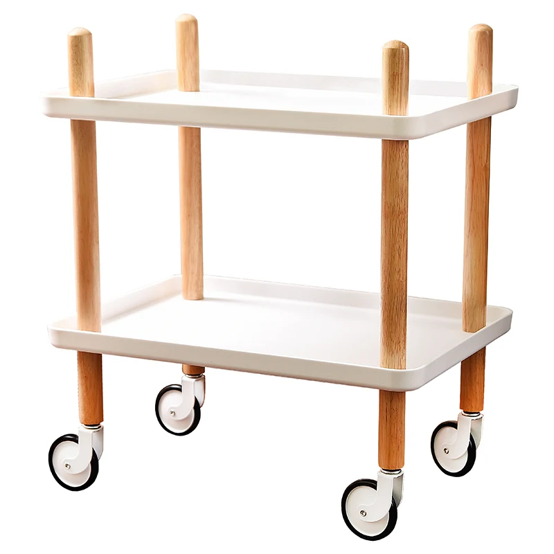 Маленькая тележка для гостиной боковой Диванный шкаф с колесами передвижная Кофейня стол из цельного дерева угловой стол современный минималистичный