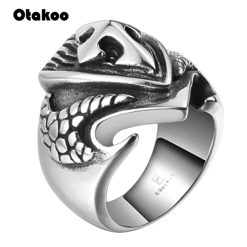 Otakoo Punk Man Ring Black Titanium Male High Quality Jewelry 316L Steel Cross Rings For Men Skull | Украшения и аксессуары
