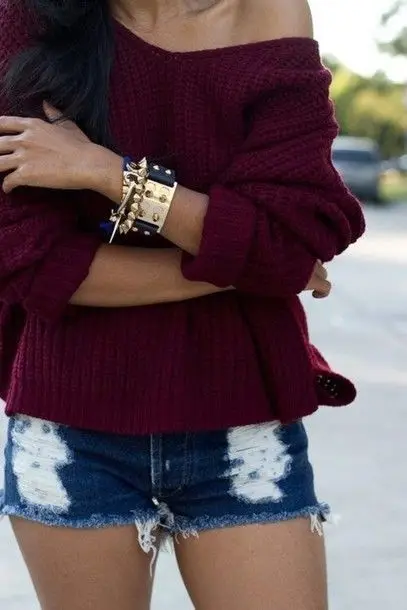 Для женщин с длинным рукавом Свободные пуловеры для вязаный джемпер, трикотажная верхняя одежда, тонкие осенние Стиль Для женщин цвет красного вина