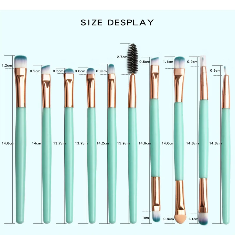 10 шт. покрыт нейлоновым волокном Макияж Кисти Набор теней для век подводка для глаз Подводка для губ Тени для век с ресницами, губами Макияж Кисти Косметический Красота ящик для инструментов