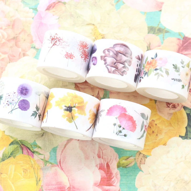 

Domikee cute kawaii Japanese cartoon flower style DIY masking tape rolls student kids decorative scrapbooking washi tapes 3cm*5m