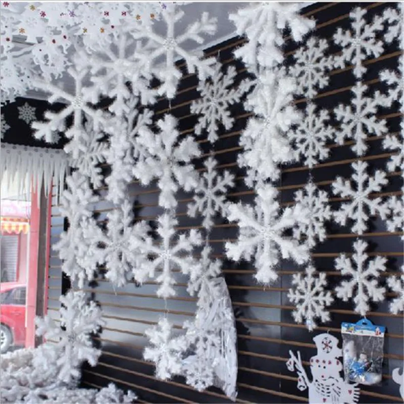

LISM Hot Sale 30Pcs Xmas Classic Charming White Snowflake New Year Party Holiday Christmas Ornaments Home Decorations