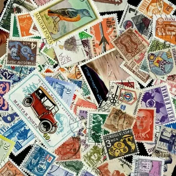 100 pièces pas de timbres d'affranchissement à répétition Collections de nombreux pays avec cachet de marque postale