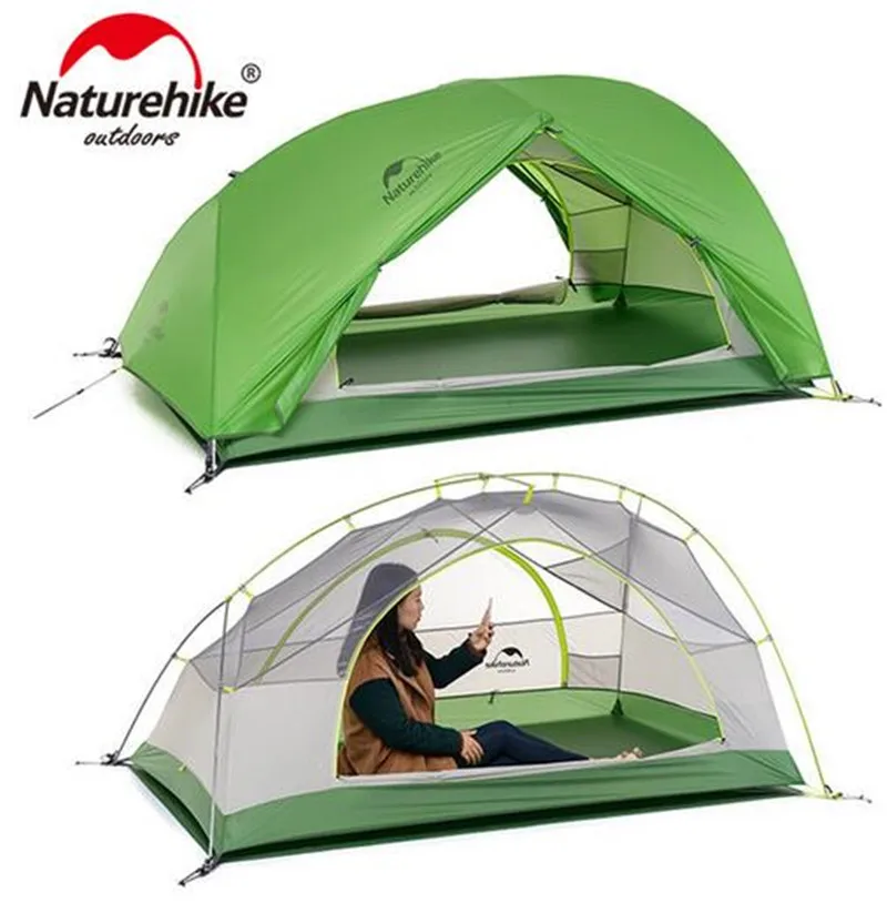 Палатка NatureHike туристическая двухслойная из силиконовой ткани водонепроницаемая