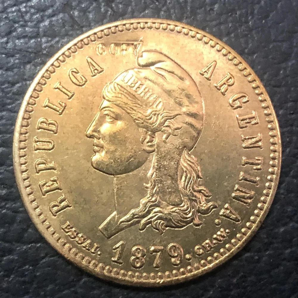 1879 Аргентина 40 Centavos Fuertes шаблон медная КОПИЯ монета 27 мм | Дом и сад