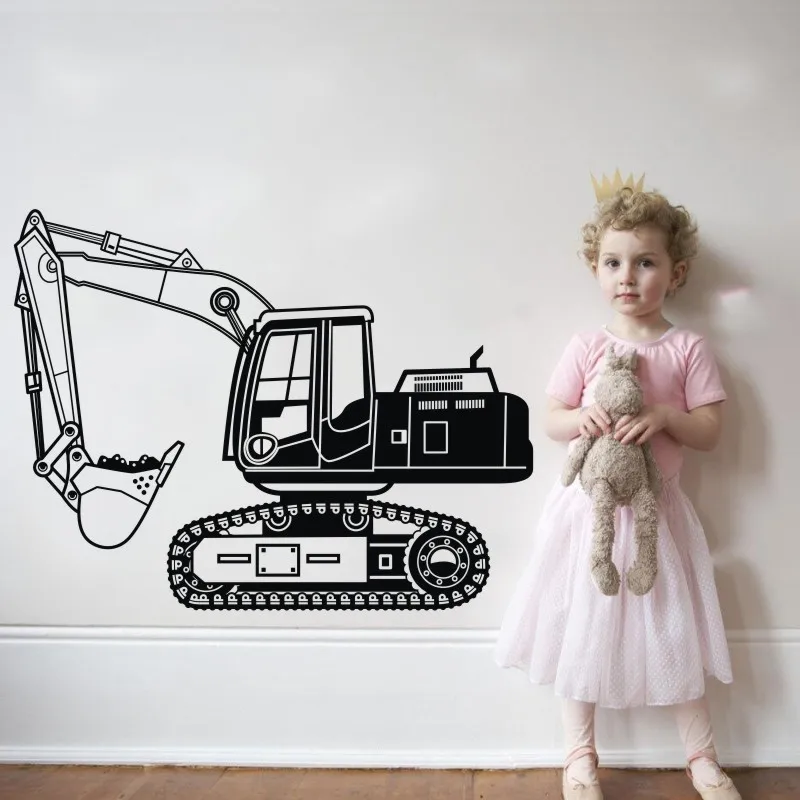 

Wall Decal Vinyl Excavator Truck Sicker For Boy Kids Rooms Living Room BedrooM House Hone Decoration Wall Paper Mural DIY WW-240