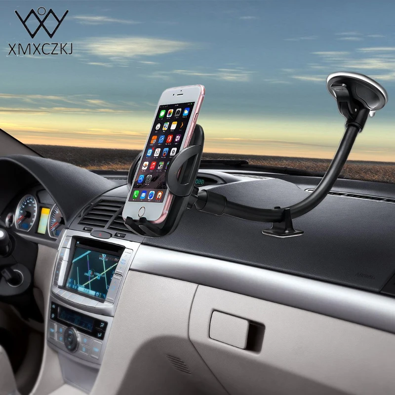 Автомобильный держатель для мобильного телефона XMXCZKJ, универсальный держатель для телефона на лобовое стекло 360 градусов, длинная рукоятка, gps подставка, держатель для сотового телефона