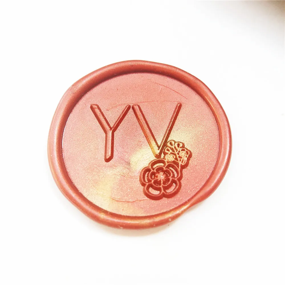

custom doule letter with flowers two initials Wax Stamp Wax Seal Stamp/Sealing Wax Seal wood handle box set kit wedding gifts