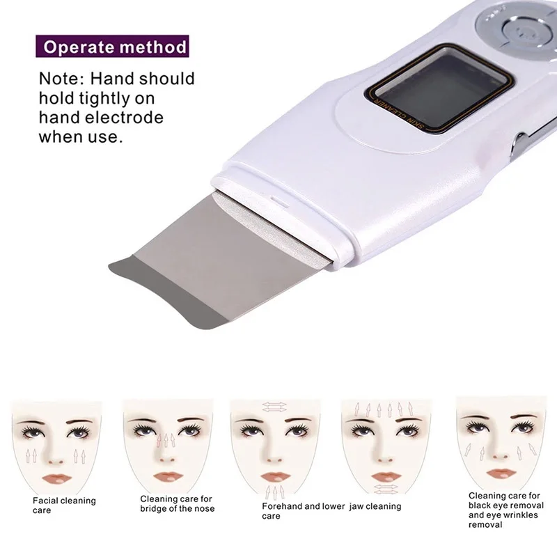 Máquina da Beleza Purificador da Pele Cuidados de Clareamento Rejuvenescimento da Pele Recarregar Ultrasonic Essencial Rosto Purificador Peeling Remoção 11 Utensílios de cuidado facial