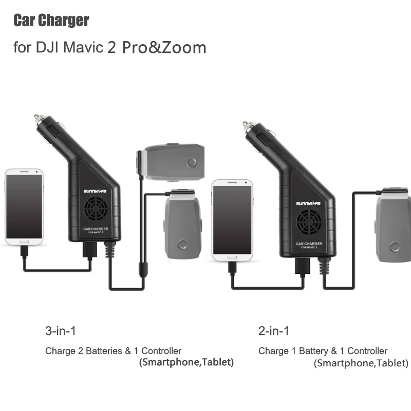 Achat Chargeur de voiture Pour DJI Mavic 2 Pro Charge De La Batterie Intelligente Hub Mavic 2 Zoom Connecteur USB Adaptateur Multi Batterie De Voiture chargeur