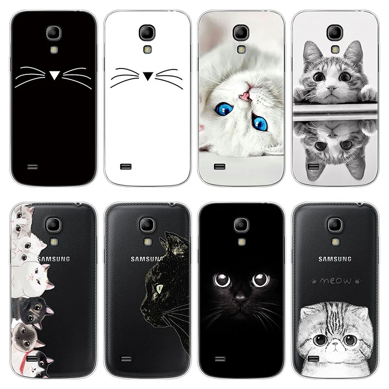 

Cat Simple Case for Samsung Galaxy S4 Mini Transparent Patterned for Fundas Samsung Galaxy S4 Mini i9190 Cases Back Bags Coque