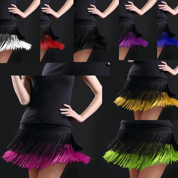 

Adult Lady Dance Dance Skirt Women's Double Tassel Skirt Latin Dance Fringe Skirt Contains dress