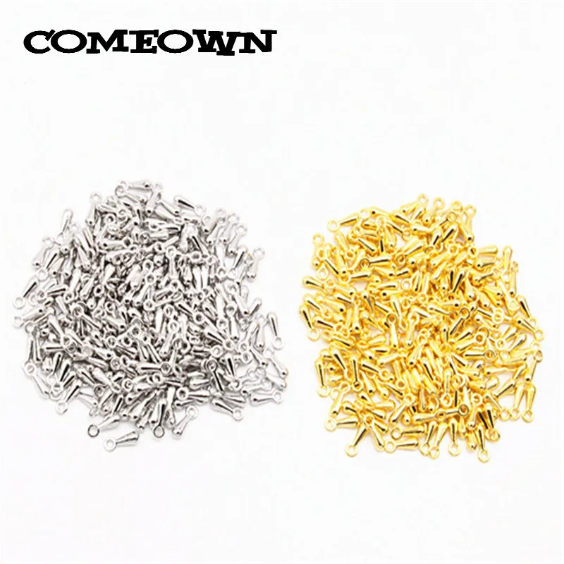 

COMEOWN 200pcs 2.5*7mm Gold Color/Dull Silver Extender Chain Metal Droplets Pendants for Necklace Bracelet DIY Jewelry Findings