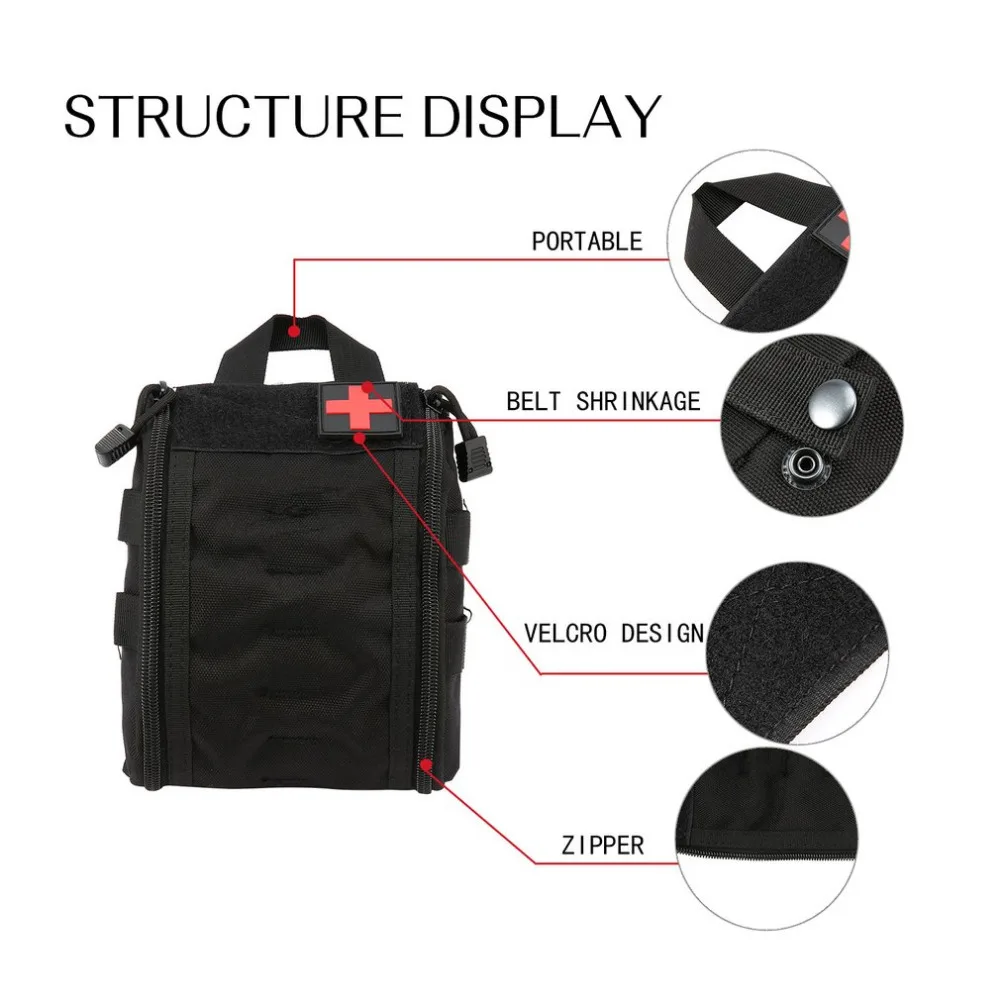 Bolsa de primeros auxilios portátil al aire libre táctica funda médica Paquete de cintura multifuncional Camping escalada bolsa de emergencia Kit de supervivencia