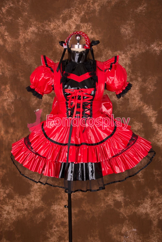 

Sexy Lockable Red PVC Sissy Maid Short Dress Cosplay Costume Uniform[P006]
