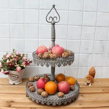 

2 tier Cake Iron Fruit Dessert Tray Wedding cake stands plate