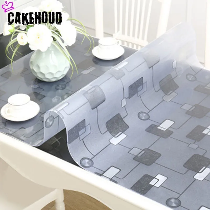  CAKEHOUD Modern PVC Transparent Waterproof Tablecloth Kitchen Table Cover Waterproof Soft Glass Pat