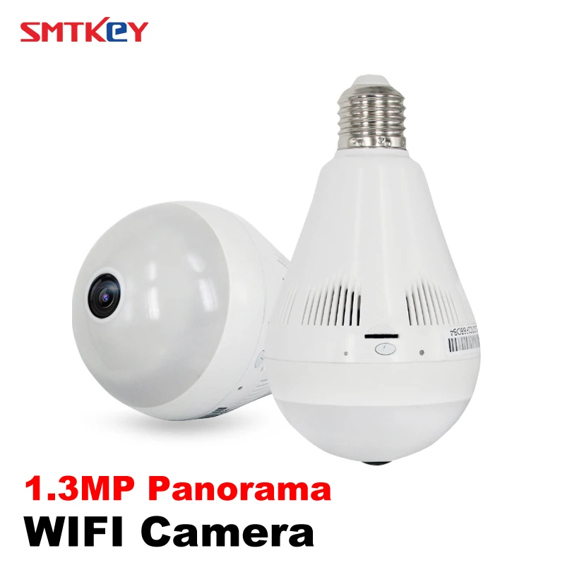 

360 degree 1.44mm Fisheye Lens Panorama 1.3MP Bulb WIFI Camera Support 128G Card