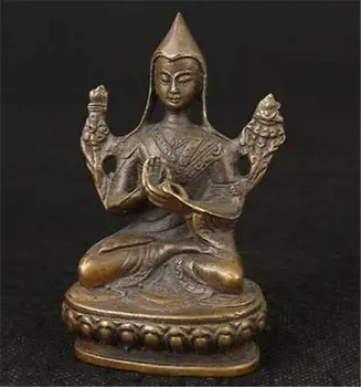 

Chinese OLD Bronze Carved Tibetan temple Buddhism Je Tsongkhapa Buddha Statue