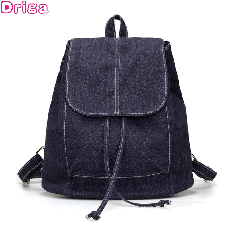 

DRIGA New Denim Canvas Women Backpack Drawstring School Bags For Teenagers Girls Small Backpack Female Rucksack Mochilas Feminin