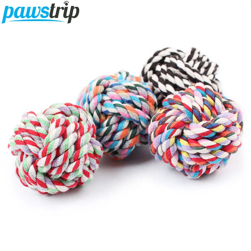 3 Size 1pc Colorful Cotton Braided Dog Toy Ball Bite Resistant Dog Chew Toys Diameter 5/7/9cm