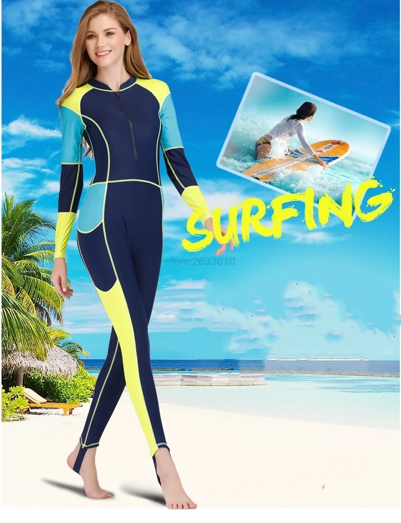 Профессиональный полноразмерный, из лайкры гидрокостюм Для женщин Подводное плавание с длинным рукавом для серфинга Для женщин