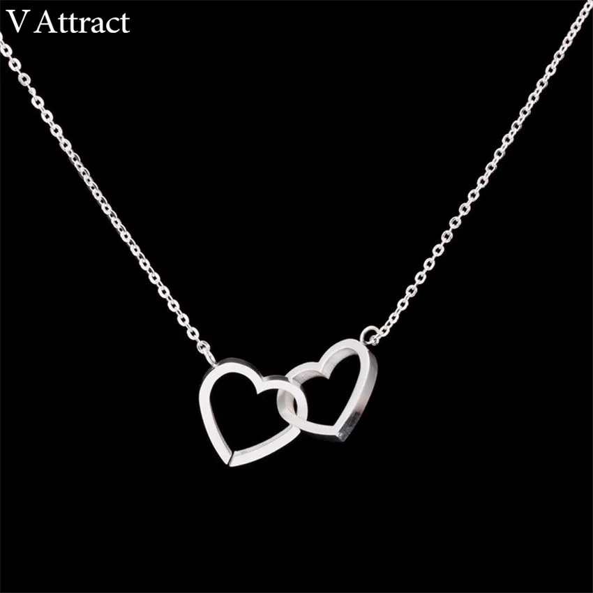 Double Heart Statement Necklace for Women 7
