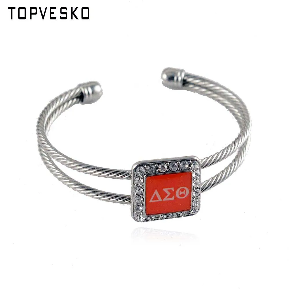 

Drop Shipping Sorority Jewelry Customized Twist Red Delta Square Bangle