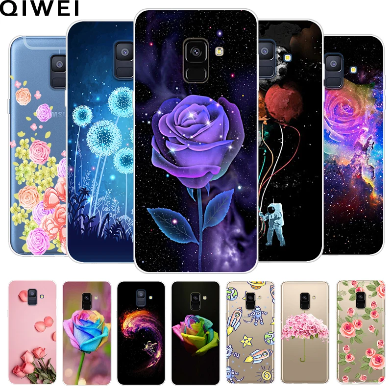 

For Samsung A8 Plus 2018 Case Soft silicon cover TPU Flowers Print Case For Samsung A8 2018 A 8 8A A8Plus A8+ phone bumper coque