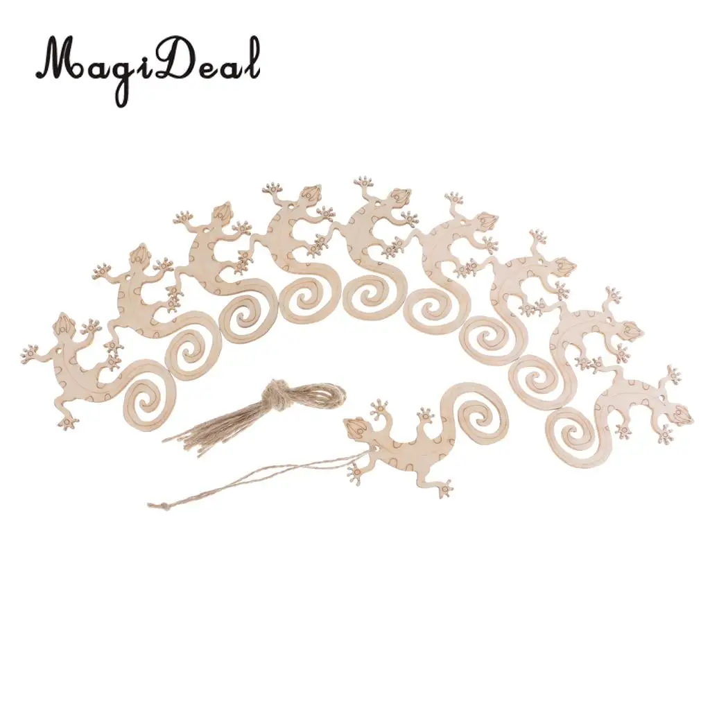 10pcs Unfinished Blank Tree Pendents Easter Egg Gecko Flower Beetle Mushroom Owl Hanging Gift Wooden Tags