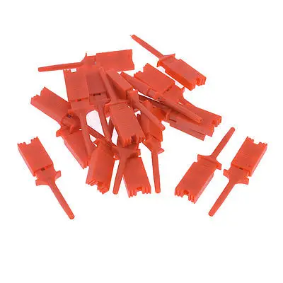 

20 Pcs Red Plastic Electrical Testing Lead Wire Split Hook Clips
