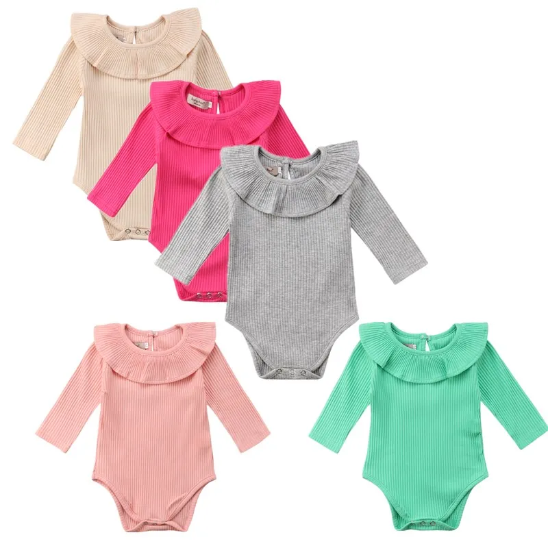

Newborn Baby Girl Cotton Knitted Bodysuit Short Jumspuit Sunsuit Clothes Kids Girls Summer Ruffles Playsuit Bodysuits Clothing