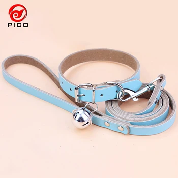 

Free lettering genuine leather dog collar pet leash dog collars for small dogs harness with bell tag XS-XL ZL159