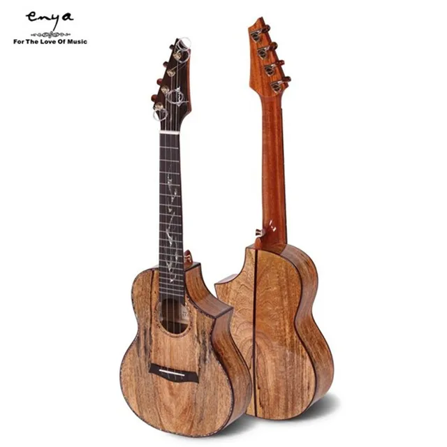 Best price at $322 Cheap Enya EUC/T-MG6 23 26 Inch Electric guitar head Rosewood inlay shell Tiger-stripe Solid Mangowood Ukulele+Box